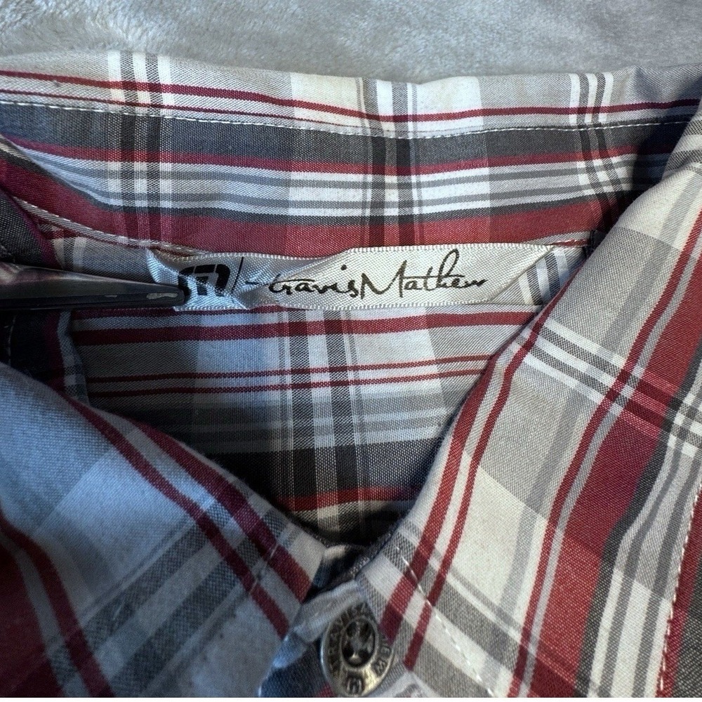 Travis Mathew Button-Up Shirt Large Multicolor Red White Gray-Blue Excellent - Picture 15 of 16